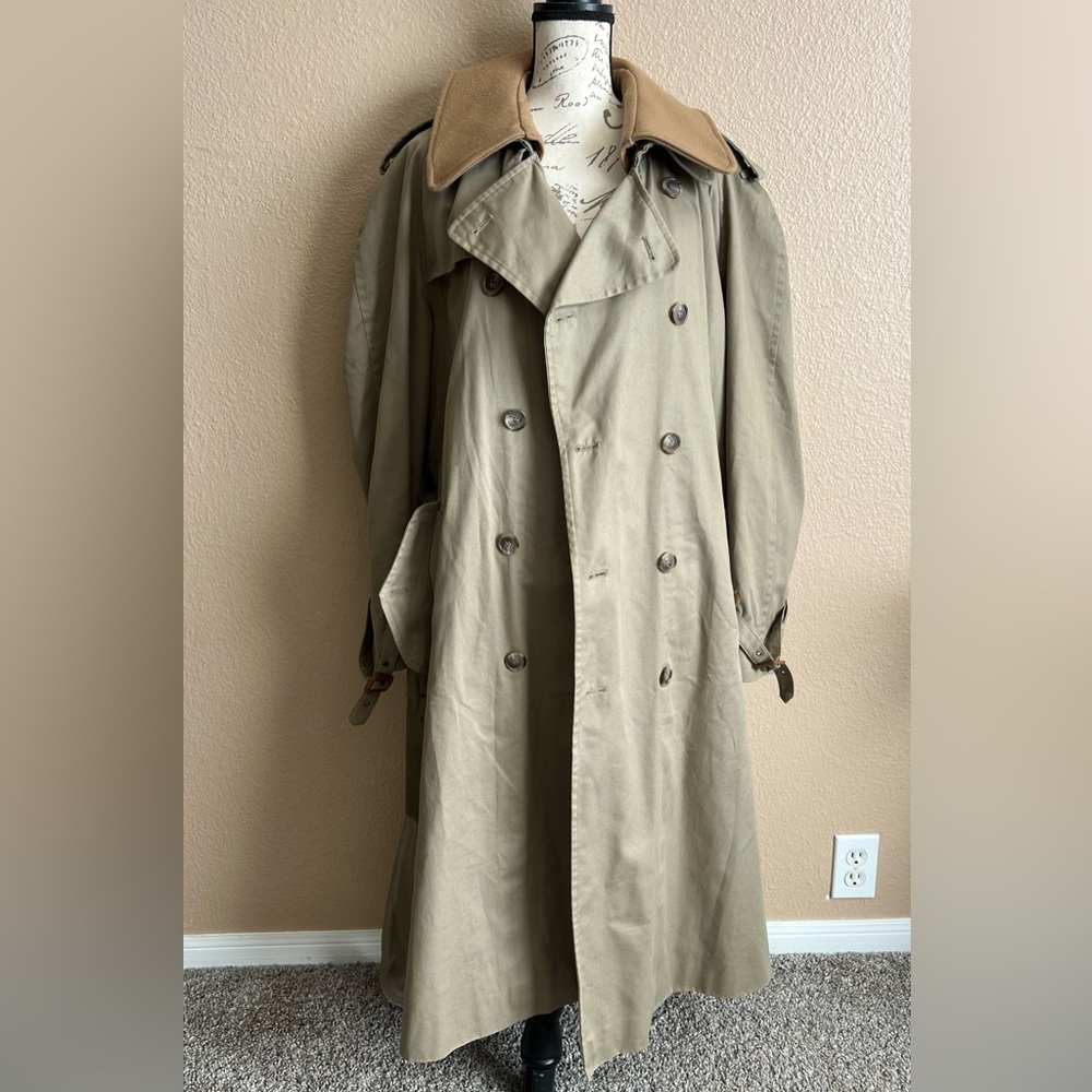 Club Room Powerhouse Double Breasted Tan Classic Long Wool Blend Liner Trench Ct